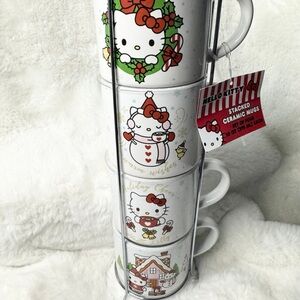 *NEW* Hello Kitty Festive Stacked Mugs 10oz - White and Red